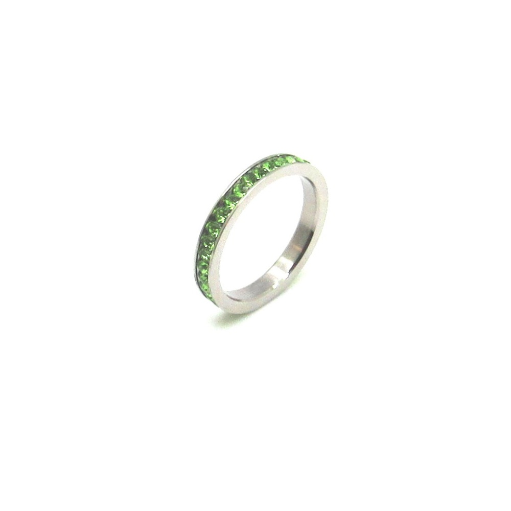 Stainless Steel August ( Peridot ) Eternity Band